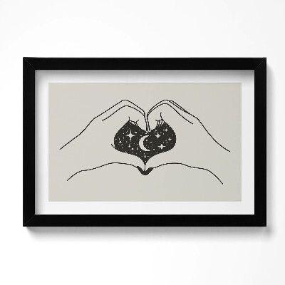 Obraz s rámem dekorativní Srdce z palmy a kosmu - ilustrace