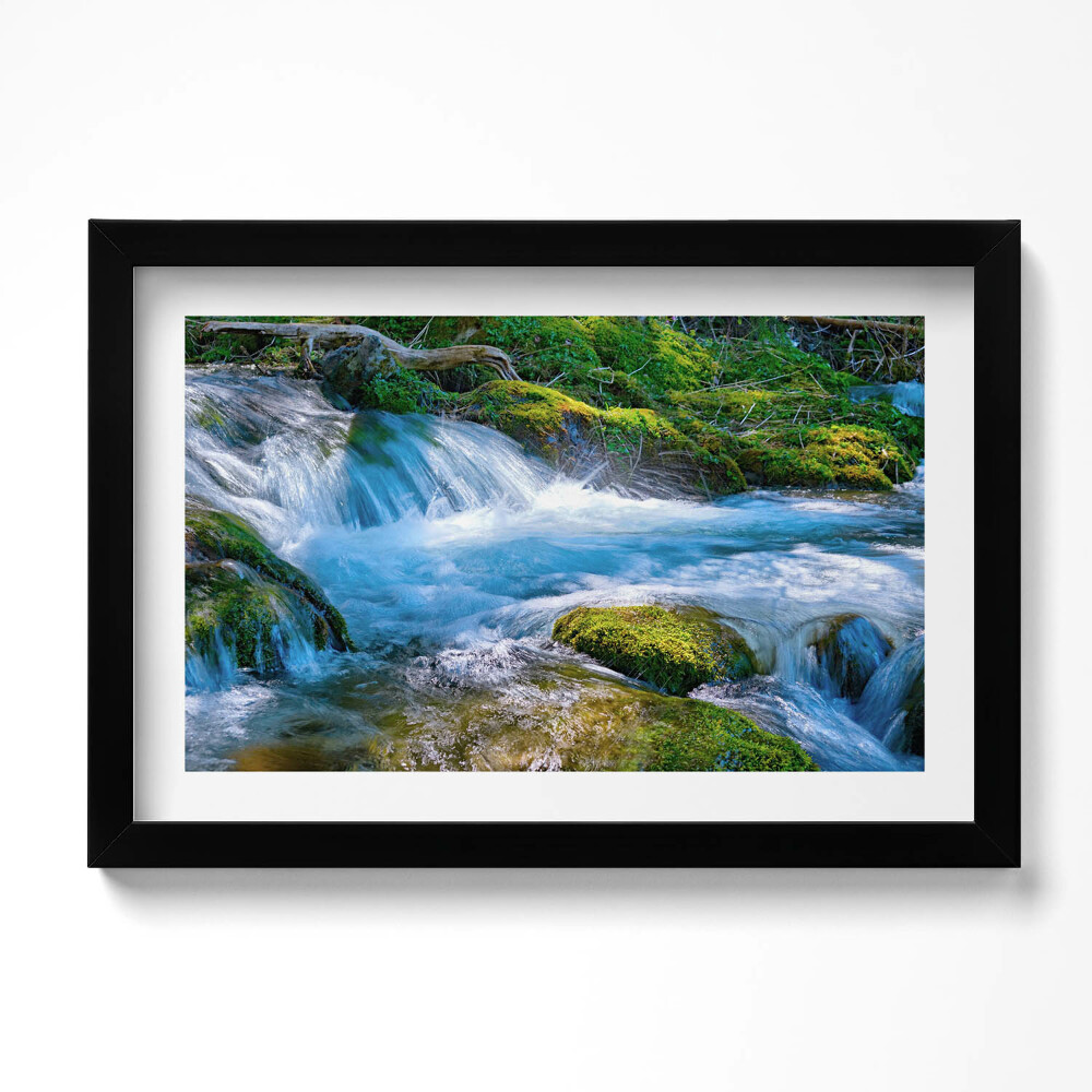 Obraz s rámem dekorativní Zurčící potok v lese