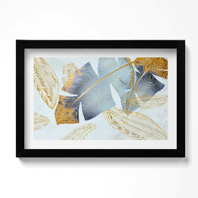 Obraz s rámem dekorativní Glamour banánové listy se zlatem