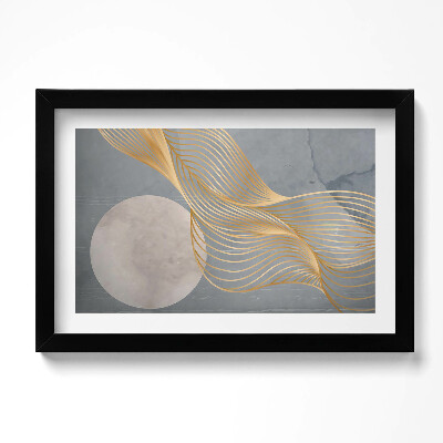 Obraz s rámem dekorativní Abstraktní ilustrace měsíce se zlatem