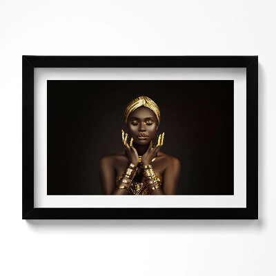 Obraz s rámem dekorativní Portrét africké ženy ve zlatě