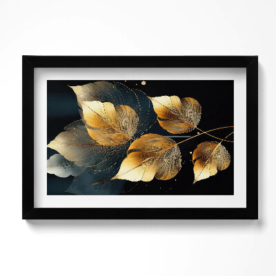 Obraz s rámem dekorativní Zlaté glamour listy