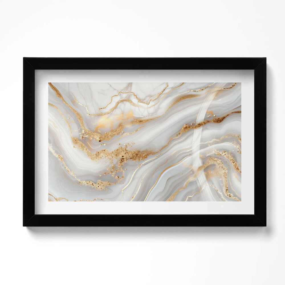 Obraz s rámem dekorativní Textura mramoru se zlatem