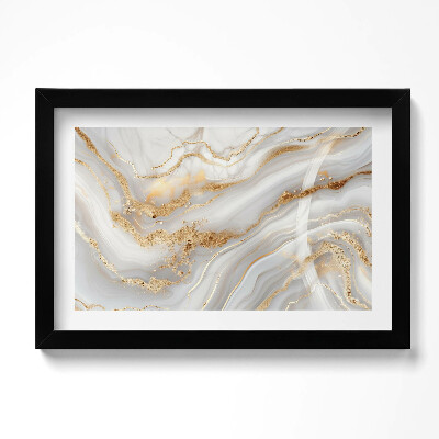 Obraz s rámem dekorativní Textura mramoru se zlatem