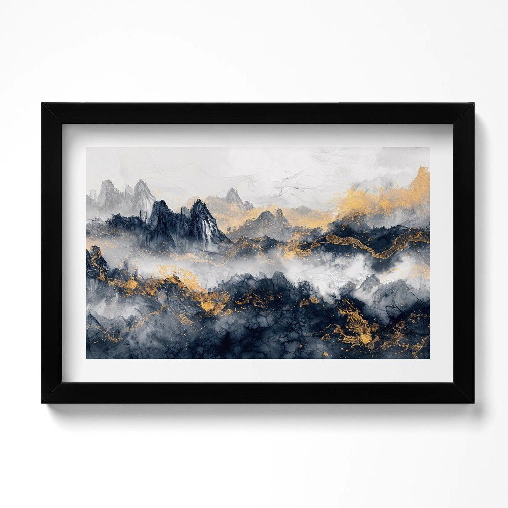 Obraz s rámem dekorativní Abstraktní krajina hor mezi mraky