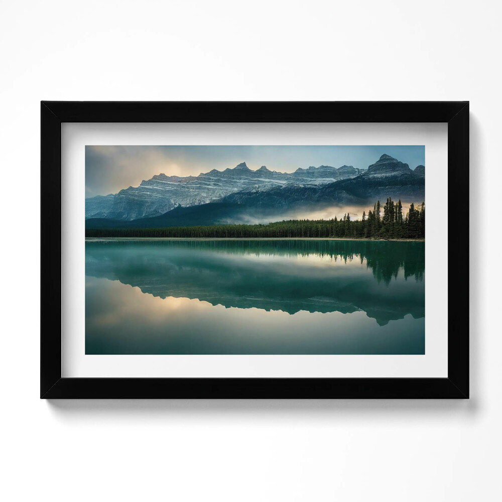 Obraz s rámem dekorativní Krajina lesní jezero a hory