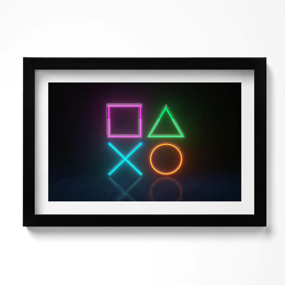 Obraz s rámem dekorativní Symboly hráčů - znaky na konzole