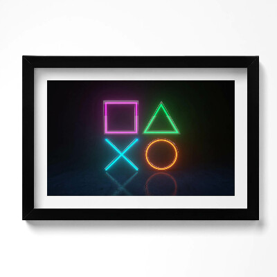 Obraz s rámem dekorativní Symboly hráčů - znaky na konzole