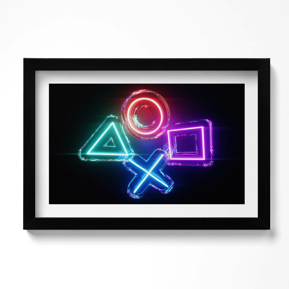 Obraz s rámem dekorativní Symboly hráčů - znaky na konzole