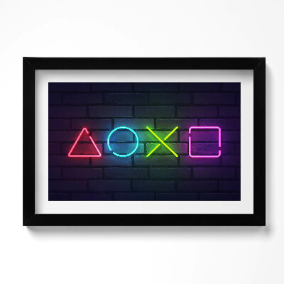 Obraz s rámem dekorativní Symboly hráčů - znaky na konzole