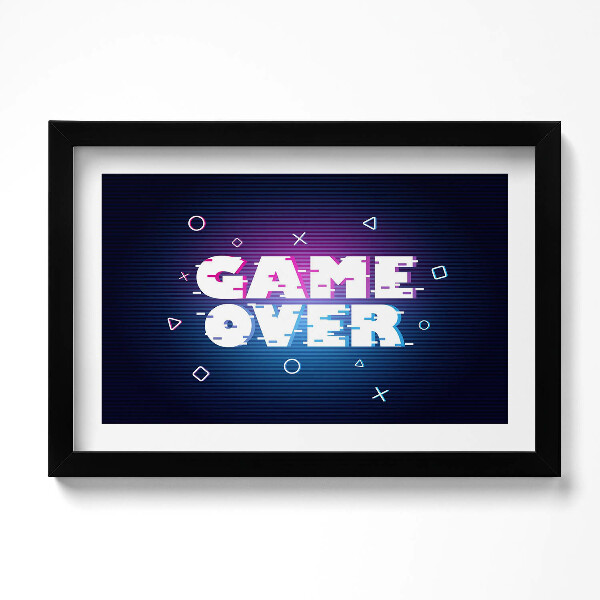 Obraz s rámem dekorativní Stylizovaný nápis pro hráče "Game over"