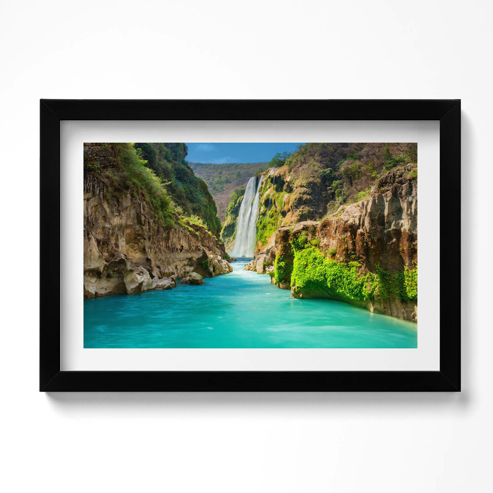 Obraz s rámem dekorativní Tropický vodopád a řeka