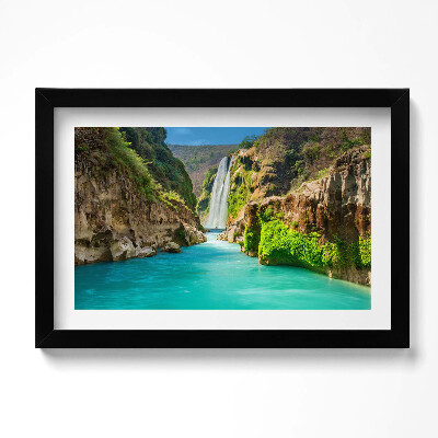 Obraz s rámem dekorativní Tropický vodopád a řeka