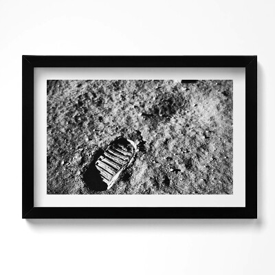 Obraz s rámem dekorativní Fotografie První krok na Měsíci od NASA