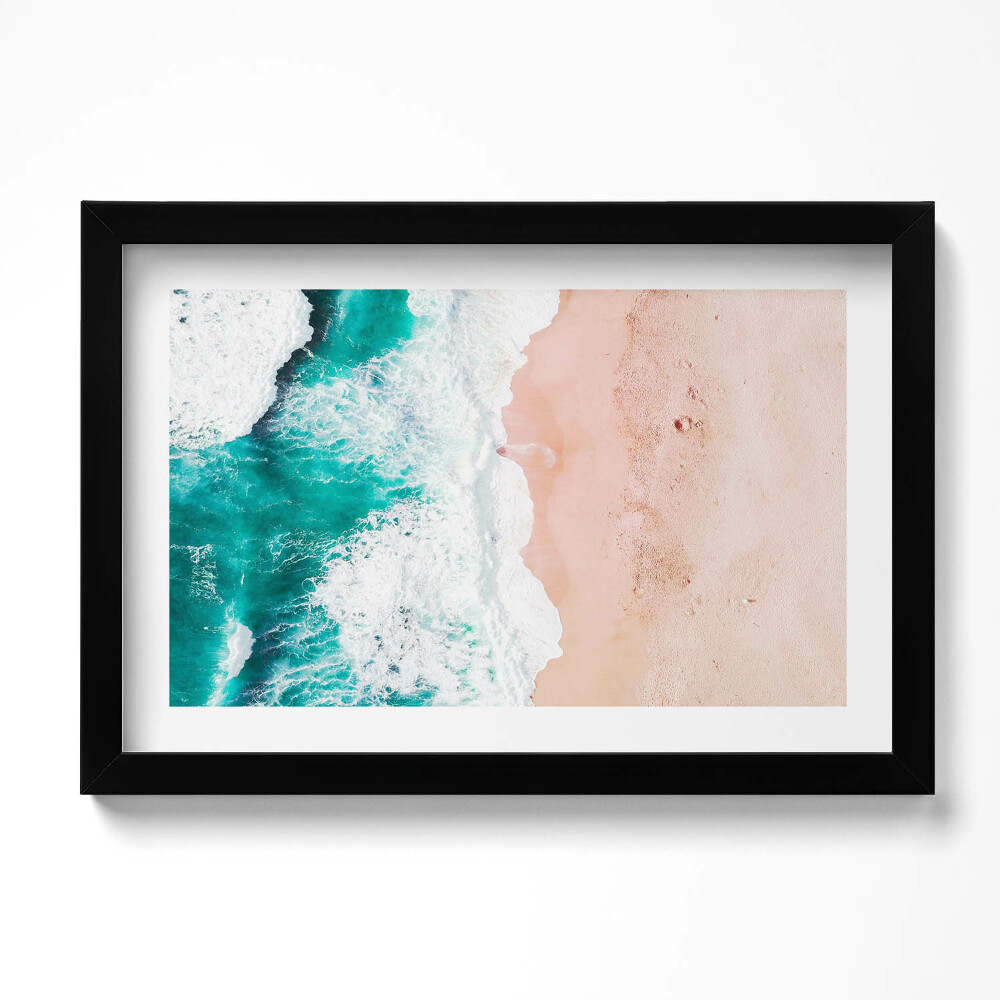 Obraz s rámem dekorativní Mořské vlny na pláži z ptačí perspektivy