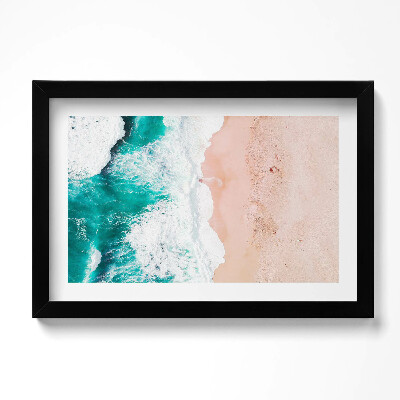 Obraz s rámem dekorativní Mořské vlny na pláži z ptačí perspektivy