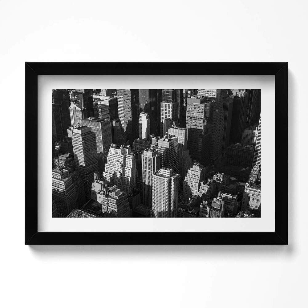 Obraz s rámem dekorativní Černá a bílá městská architektura