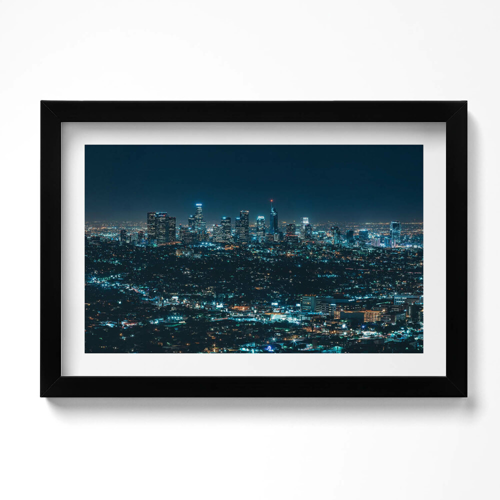 Obraz s rámem dekorativní Velké osvětlené město na noční panorama
