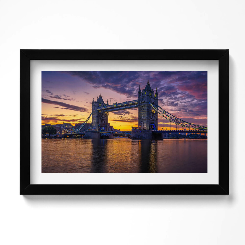 Obraz s rámem dekorativní Brooklynský most a londýnská vodní hladina