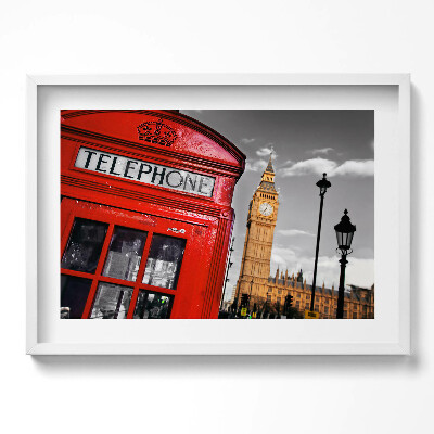 Obraz v rámu moderní Telefonní budka a Big Ben - Anglie