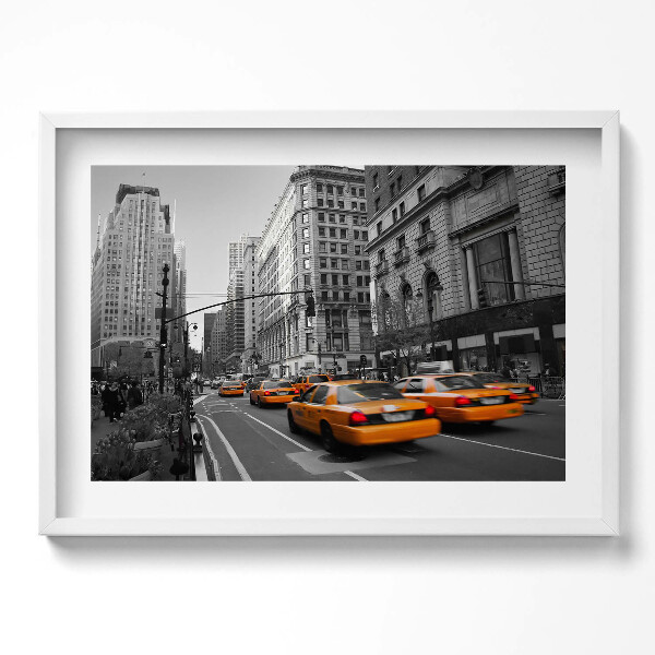 Obraz v rámu moderní Taxi doprava na avenue na Manhattanu