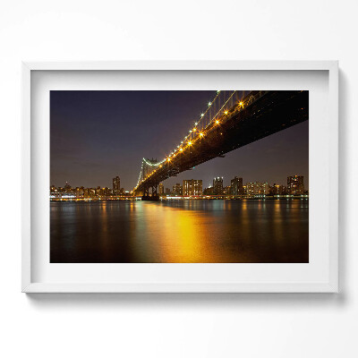 Obraz v rámu moderní Osvětlený Brooklynský most v New Yorku