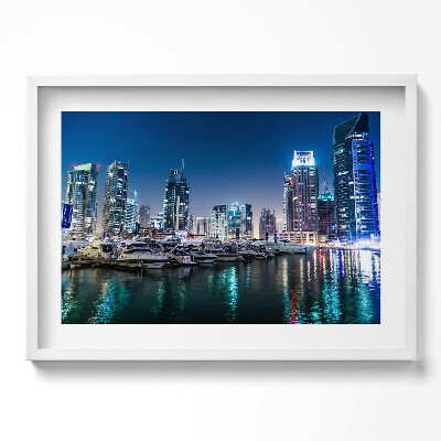 Obraz v rámu moderní Lodě ve městě v noci