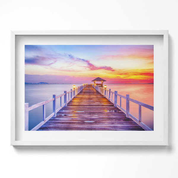 Obraz v rámu moderní Zalesněný most v přístavu