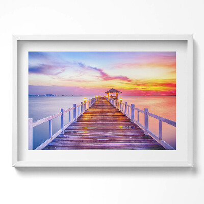 Obraz v rámu moderní Zalesněný most v přístavu