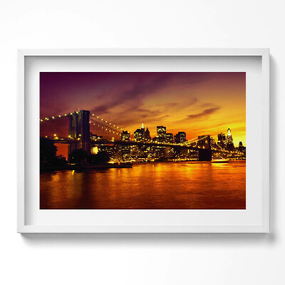 Obraz v rámu moderní Večerní pohled na Brooklynský most