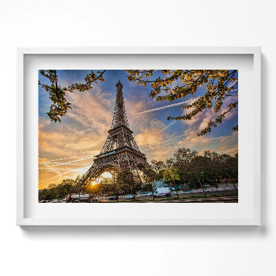 Obraz v rámu moderní Eiffelova věž v Paříži