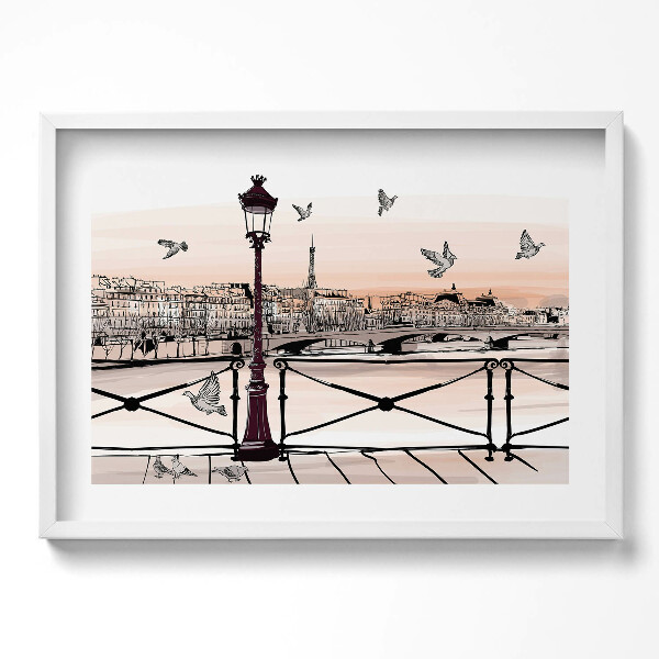 Obraz v rámu moderní Západ slunce nad Seinou