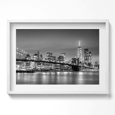 Obraz v rámu moderní New York Brooklyn Bridge v noci