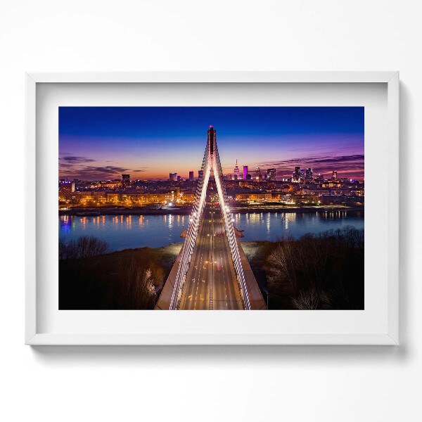 Obraz v rámu moderní Most a město večer