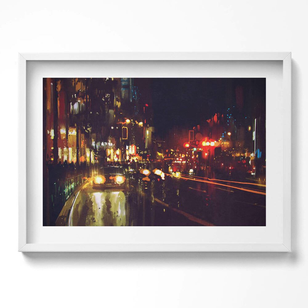 Obraz v rámu moderní Rozmazané malované město