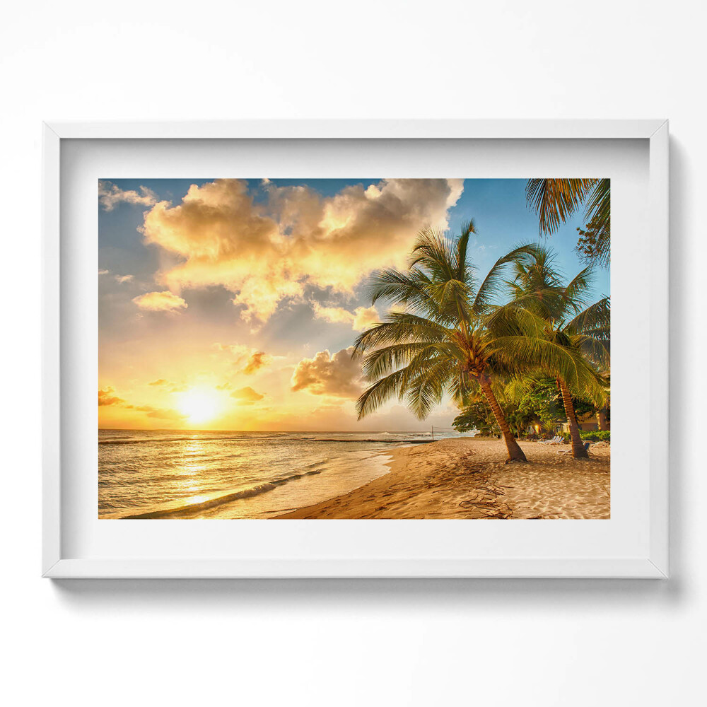 Obraz v rámu moderní Palmy pláž a moře při západu slunce