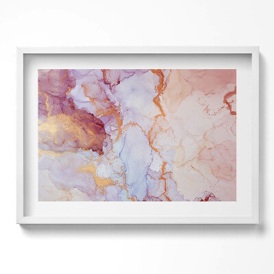 Obraz v rámu moderní Růžový a zlatý mramor