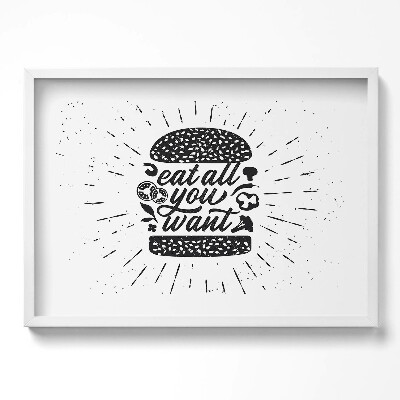 Obraz v rámu moderní Jezte vše, co chcete - nápis do kuchyně