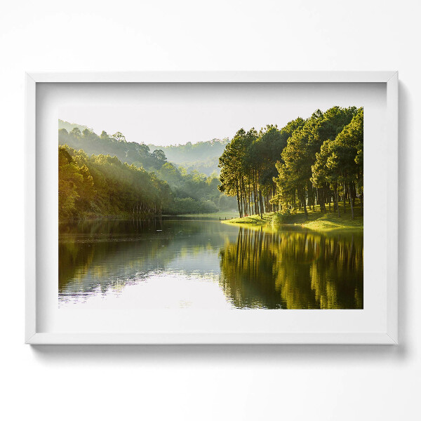 Obraz v rámu moderní Zelená říční krajina