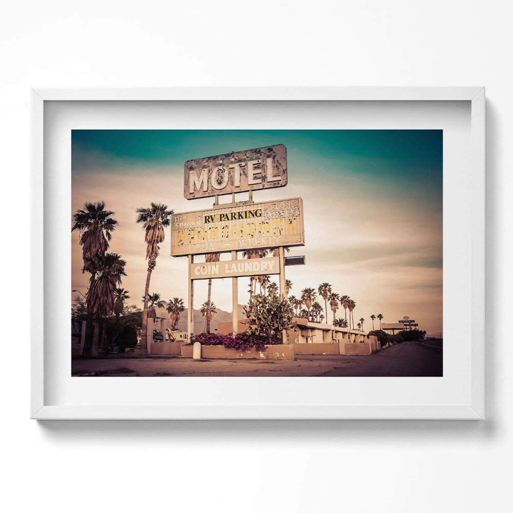 Obraz v rámu moderní USA silniční znamení motelu