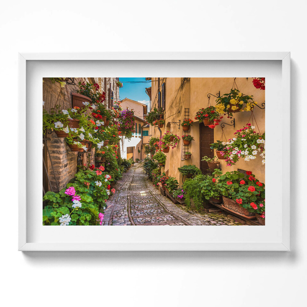 Obraz v rámu moderní Květinová ulice ve městě Umbria