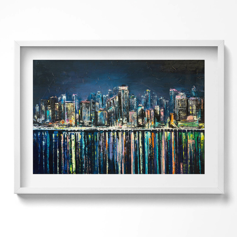 Obraz v rámu moderní Země květin - fantazie přímořského města