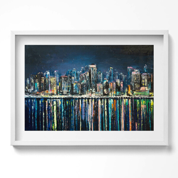 Obraz v rámu moderní Země květin - fantazie přímořského města