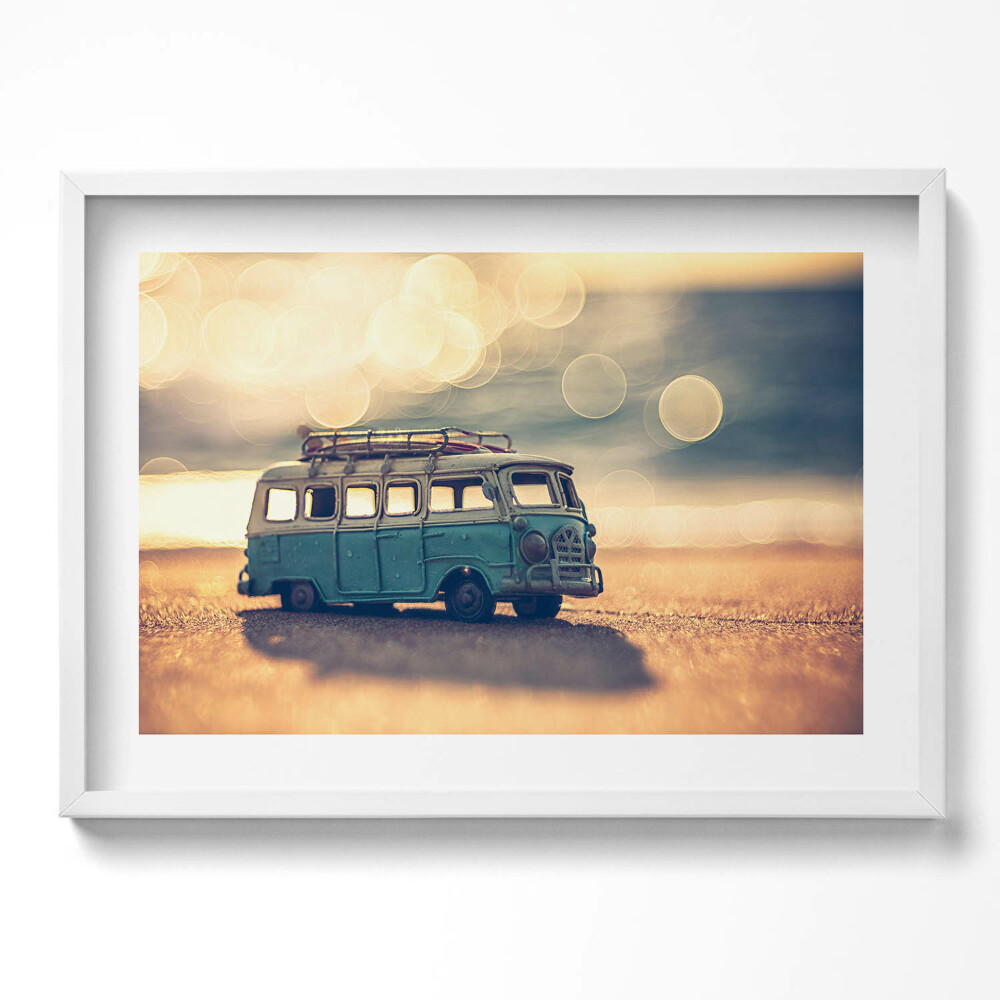 Obraz v rámu moderní Camper na pláži