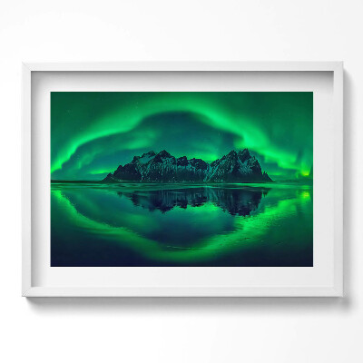 Obraz v rámu moderní Polární záře - zrcadlový odraz