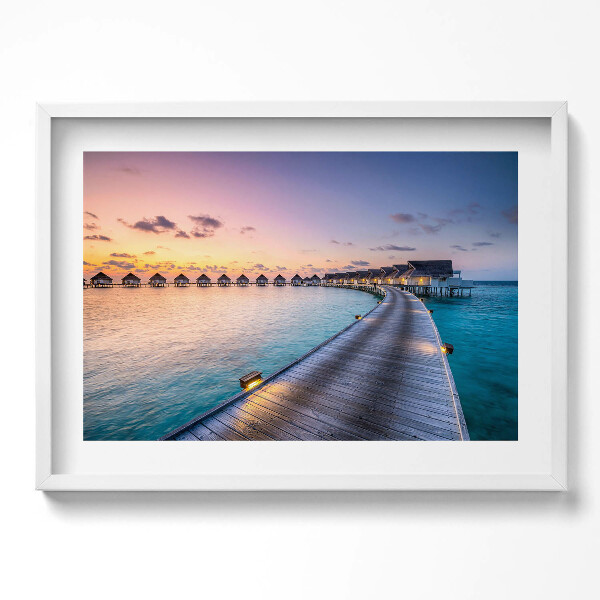 Obraz v rámu moderní Západ slunce na Maledivách