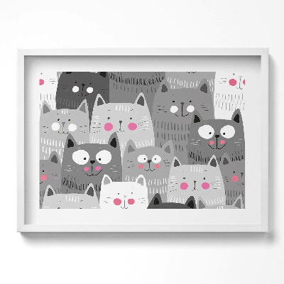 Obraz v rámu moderní Vzor bezešvé s kočkami