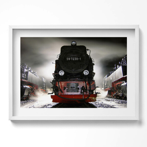 Obraz v rámu moderní Lokomotivy v noci