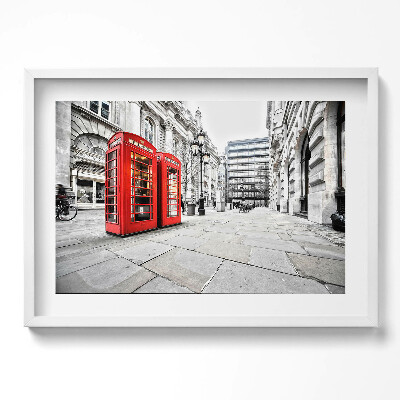 Obraz v rámu moderní Červené telefonní budky Londýn