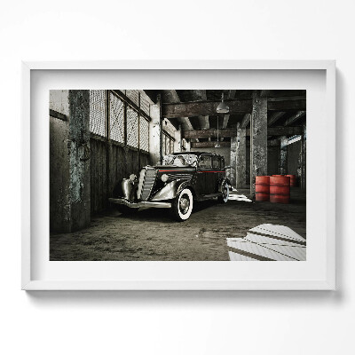 Obraz v rámu moderní Klasické auto ve staré továrně